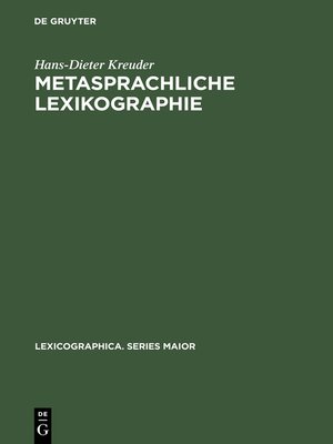 cover image of Metasprachliche Lexikographie